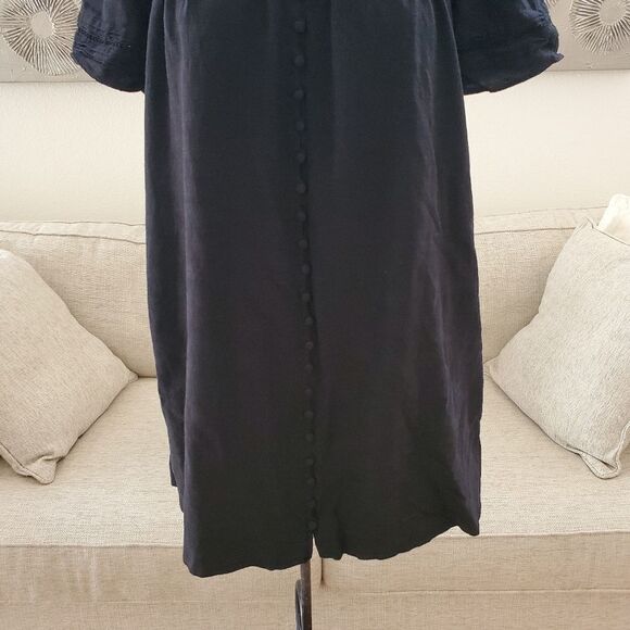 Madewell Pleated Button-Front Shift Dress - size Small in Black - Picture 7 of 15